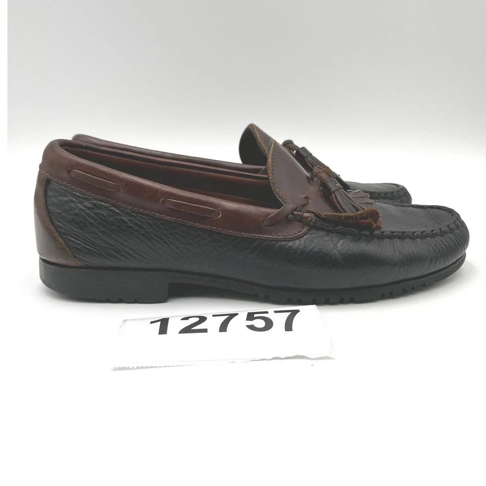 Allen Edmonds Loafers Mens 9.5 Black Brown Excellent Kiltie Tassel USA Leather